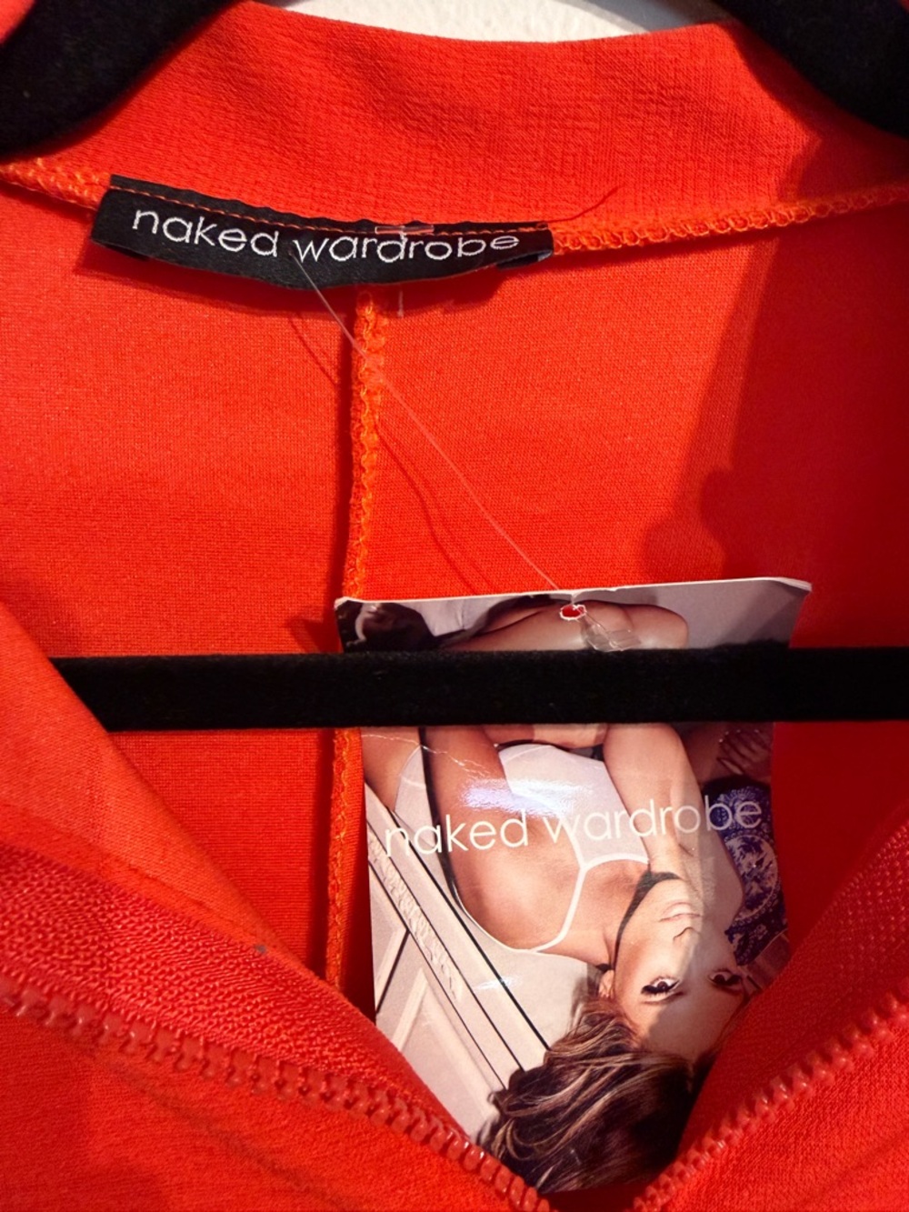 naked wardrobe Vibrant Poppy Red Zip-Up Long Sleeve Dress - Picture 3 of 5